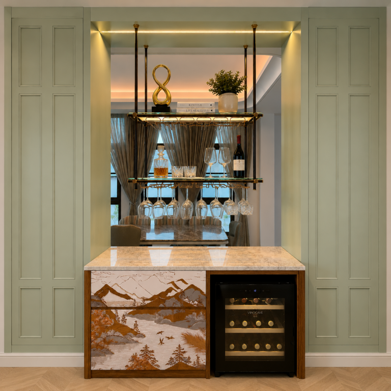 Ceiling-Mounted Bar Shelf
