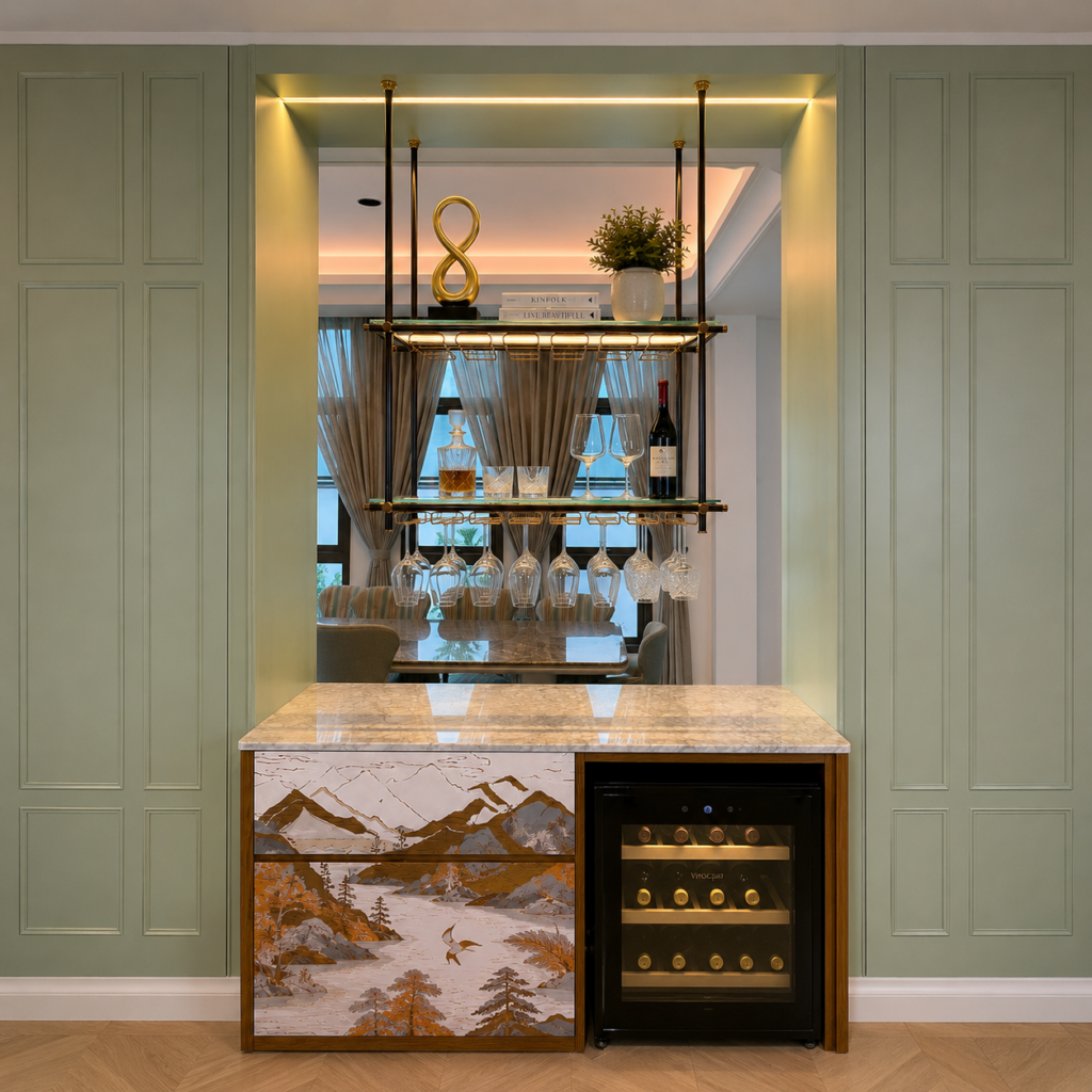 Ceiling-Mounted Bar Shelf
