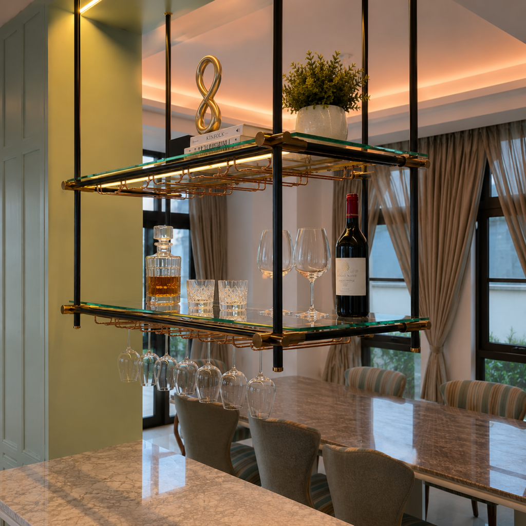 Ceiling-Mounted Bar Shelf