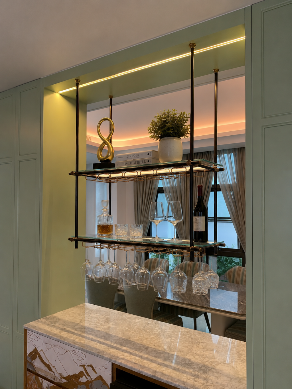 Ceiling-Mounted Bar Shelf